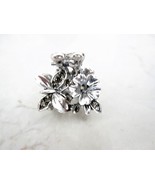 Small mini silver metal gray flower butterfly crystal hair claw clip bridal clip - $6.95