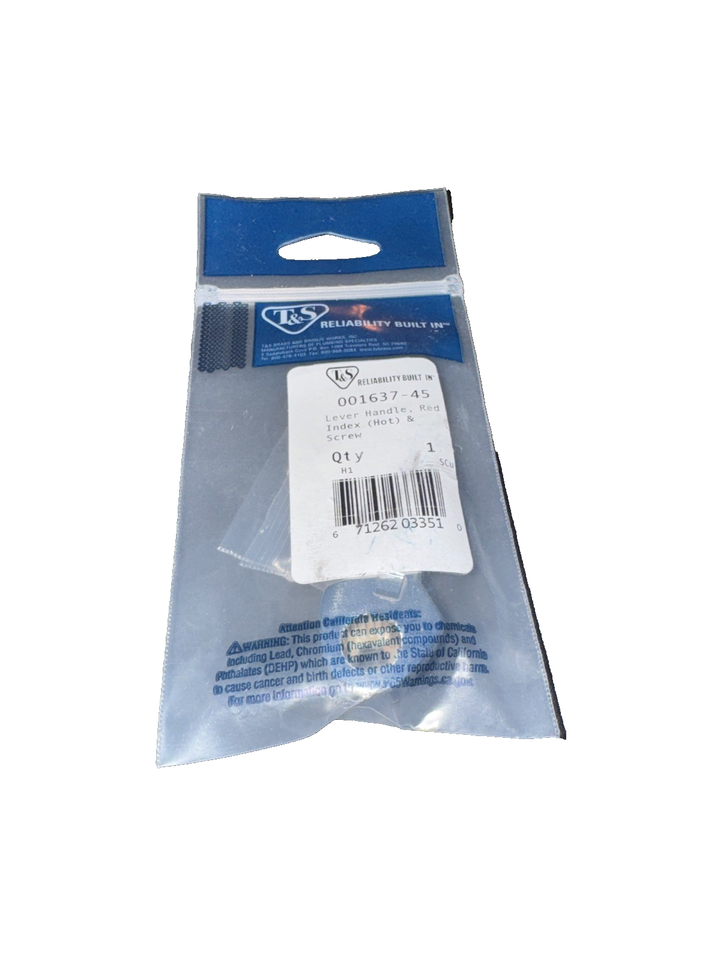 T &amp; S 001637-45 Faucet Lever Handle with Red Index and Screw - $3.57