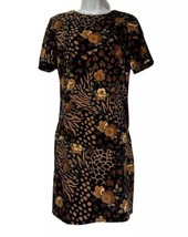 vintage prophecy sag harbor brown black floral animal Cheetah print dres... - $34.64