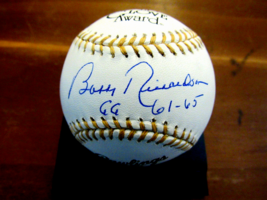Bobby Richardson Gold Glove 61-65 1961 Wsc Yankees Auto Gg Oml Baseball Jsa Gem - £93.78 GBP