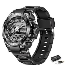 LIGE Brand Men Digital Watch Military Sport Watches Fashion 50ATM Waterproof Ele - £41.16 GBP