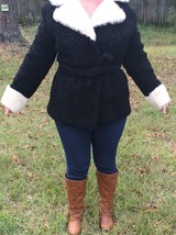 TRUE Vintage Fur MIRACURL Coat 1940&#39;s Short Tied Front Size Large - $84.14