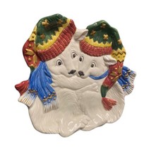 Fitz and Floyd Christmas Polar Bears Candy Canape Holiday Decorative Winter Dish - £17.40 GBP