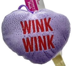 Valentine&#39;s Plush Clip-on Wink Heart Glittery Sparkles Purple Valentine Backpack - £8.02 GBP