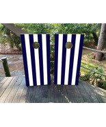 Waterproof Cornhole WRAPS / Navy and White Stripes / Wedding / Blue / La... - $115.75 CAD