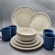 Corelle Country Violets 20-Pc Dinnerware Set With Blue Mugs 1980&#39;s - $168.29