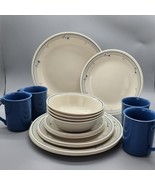 Corelle Country Violets 20-Pc Dinnerware Set With Blue Mugs 1980&#39;s - $235.86 CAD