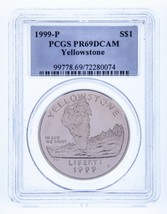 1999-P Silver Commemorative Yellowstone Round Graded by PCGS as PR69DCAM - £57.74 GBP