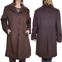 Womenx XL Brown Cashmere Coat Peacoat Mid-length Satin Lined L.L. Collez... - $144.94