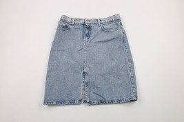 Vintage 90s Ralph Lauren Womens 6 Distressed Spell Out Knee Length Denim Skirt - £37.40 GBP