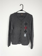 ROUTE 66 Argyle Design Button Up Long Sleeve Sweater Womens Size Large - $299.96 MXN