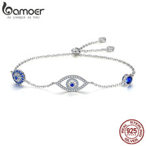 Hot Sale 100% 925 Silver Blue Eyes Link Women Bracelets for Women Silver Jewelry - £19.41 GBP
