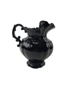 Vintage Studio Art Pottery Black Glazed Pitcher Water Jug Gothic 1977 Si... - $76.13