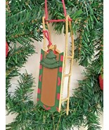 Kurt S Adler Gold Sled Christmas Tree Holiday Ornament Wood Bell and Sta... - £7.58 GBP