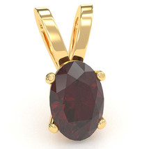 Garnet Oval Solitaire Pendant In 14k Yellow Gold - £200.26 GBP