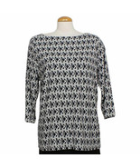 RALPH LAUREN Navy Blue Cream Cotton Modal Knit Geometric Top 1X - $733.36 MXN