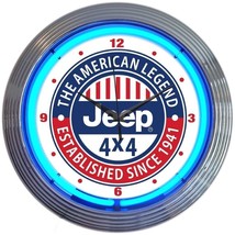 Jeep The American Legend 15&quot; Wall Décor Neon Clock 8JEEPX - £67.61 GBP
