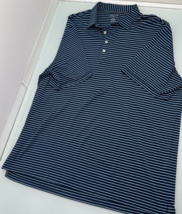 Johnnie O Men Performance Golf Polo Shirt 2XL XXL Stretch Blue Striped - $14.82