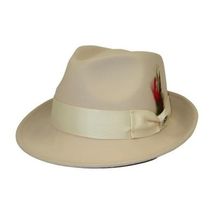 Men BENTLY HEADWEAR Hat Australian Wool Pinch Front Fedora Hudson HU429 Bone image 2