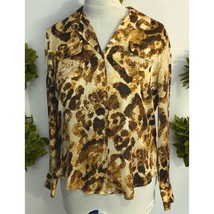 Jones New York Animal Print Blouse Shirt Size PL Petite Large Brown Leopard - $14.89