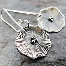 Minimalist style vintage silver color big round earrings 925 silver Needle hoops - £8.00 GBP
