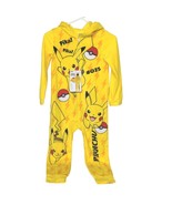 Pokemon Youth Pikachu Hoodie One Piece Pajamas Zip Up Size Small Yellow - £40.11 GBP