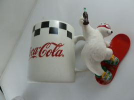 Hallmark Ornament Cool Sport Coca-Cola Polar Bear Snowboard 2001 + Mug - £15.49 GBP