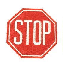 Stop Sign Patch Red Warning Embroidered Badge Multi Purpose Symbol Lo Ap... - $17.74