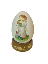 Anri Ferrandiz Italy Hand Carved Egg Figurine Vtg Signed RARE Stand 1980 Flowers - £23.75 GBP