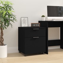 Mobile File Cabinet with Wheels Black 45x38x54cm Engineered Wood - $41.99