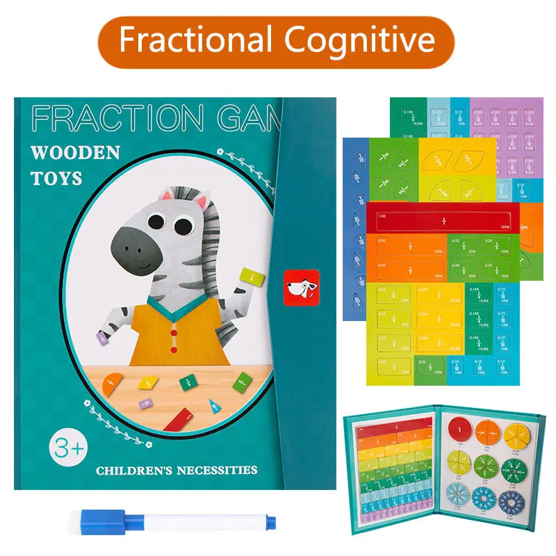 Sporting Children Magnetic Fraction Learning Math Toys Wooden Fraction Book Set  - £36.08 GBP