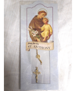 ST ANTHONY Card W Medalion And Cross On Gold Linked Chain In Original Se... - £11.37 GBP