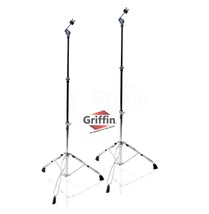 Straight Cymbal Stand (2 Pack) by GRIFFIN - Double Braced Legs, Slip-Proof Gear  - £69.93 GBP