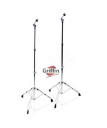 Straight Cymbal Stand (2 Pack) by GRIFFIN - Double Braced Legs, Slip-Pro... - $77.61 CAD