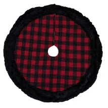 USA SELLER 48-Inch Red and Black Plaid with Polka Dots Christmas Tree Skirt - £93.35 GBP