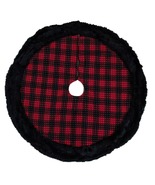 USA SELLER 48-Inch Red and Black Plaid with Polka Dots Christmas Tree Skirt - $124.99