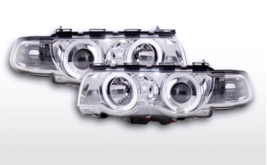FK Set LED DRL Headlights Halo Angel Anello BMW 7-series E38 99-02 Chrome LHD - £310.45 GBP