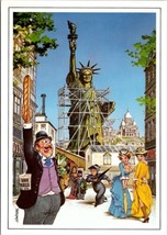 Statue of Liberty in Paris Flirting Man Flashy Ladies Artist Tealdi Postcard SL - £11.12 GBP