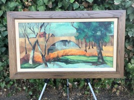 B Hinlein Original 1950s Modern Impressionist Plein Air Landscape Oil On Canvas - $440.00