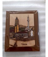 NEW ALBANIA WOOD PYROGRAPHY HANGING PLATE-HANDMADE DECORATIVE-SOUVENIR-2... - $34.65