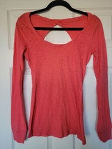 Womens Eyeshadow Shirt Medium L Sleeves Grapefruit BNWT Cute Back Cutout - $12.19