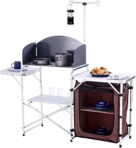 Camping Kitchen With Storage Organizer, Windscreen, Hooks For A Barbecue, And - £83.12 GBP