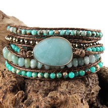 Boho Bracelet with Mixed Natural Stones and Charms - 5 Strands Handmade ... - £18.98 GBP