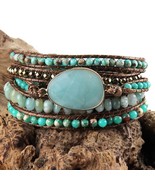 Boho Bracelet with Mixed Natural Stones and Charms - 5 Strands Handmade ... - $21.38