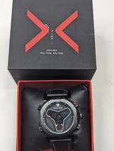 KONXIDO Mens Black and White Leather Band Analog Quartz Watch KX6341 - £19.30 GBP