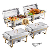 VEVOR 4pcs Chafing Dish Buffet Set, 8 Qt, 2 Full Size and 4 Half Size Pa... - $134.99