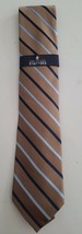 Stafford Men&#39;s Silk Tie Brown Blue White Stripes - £12.41 GBP