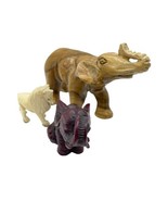 Vintage Elephant Figurine Lot Wood Red Lion Jungle Africa Animals Lot - £12.53 GBP