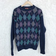 Jos A Bank Shetland Wool Argyle Sweater Blue Sportswear Vintage 90s Mens... - £23.30 GBP