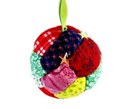 Ornament Handmade Patchwork Christmas Ball Hanging Ornament - £9.54 GBP